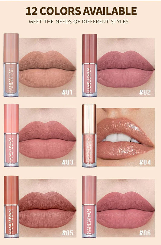12 Matte Lipsticks – Smudge-Proof & Long-Lasting (Orginal Handaiyan )