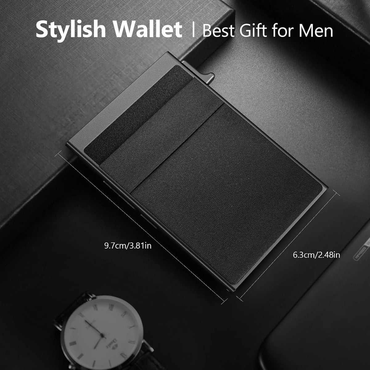 Gifts for Men, Pop Up Minimalist Wallet for Men RFID Blocking Slim Credit Card Holder Front Pocket