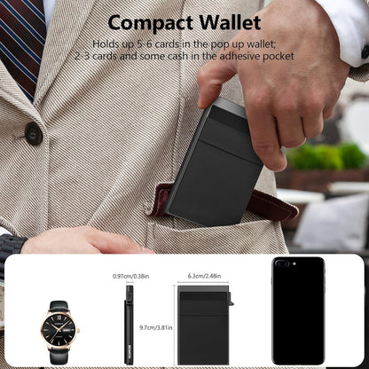 Gifts for Men, Pop Up Minimalist Wallet for Men RFID Blocking Slim Credit Card Holder Front Pocket